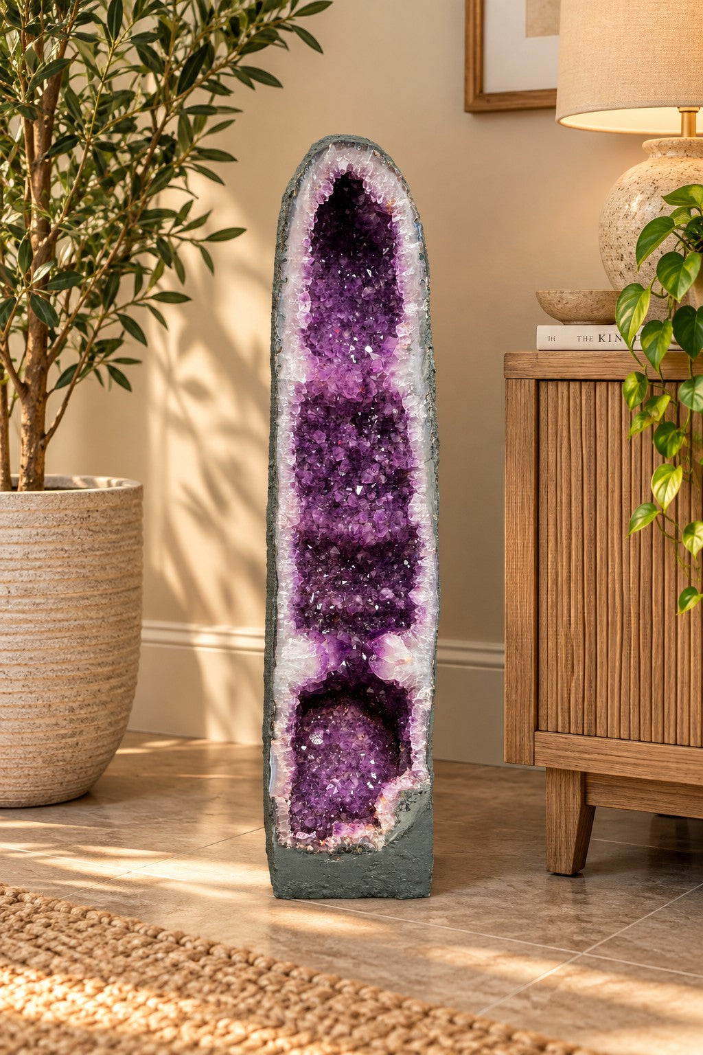 Very Tall Amethyst Crystal Geode 1209 Premium Queen Grade 35.99kg H77xW18xD23cm