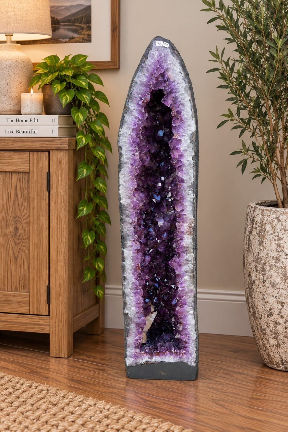 Very Tall Brazilian Amazon Amethyst Crystal Geode 1218 Premium Queen Grade 70kg – H98xW25xD26cm