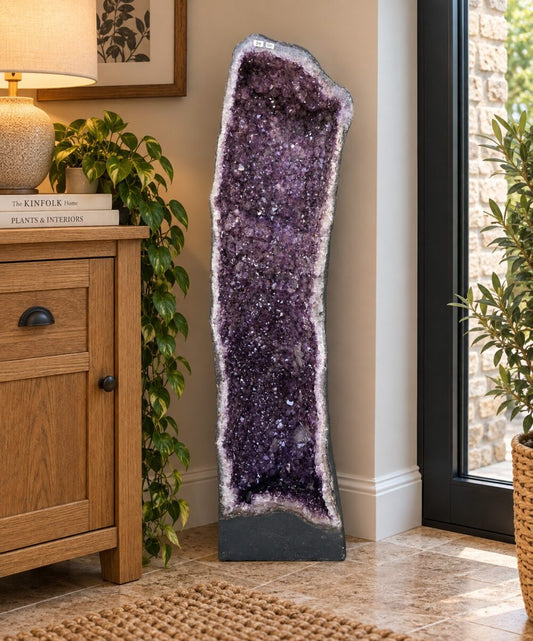 Very Tall Amethyst Crystal Geode 732 Premium Queen Grade 93kg – H120xW28xD34cm