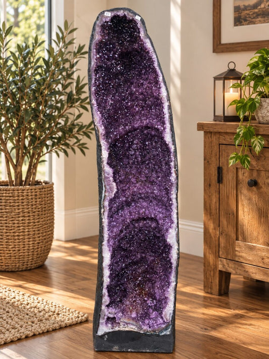 Very Tall Amethyst Crystal Geode 731 Premium Queen Grade 93kg – H114xW30xD32cm