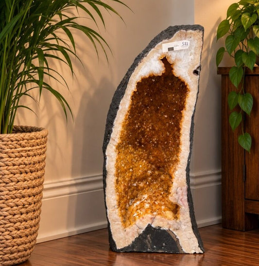Tall Citrine Geode 522 Crystal Cluster Druzy Premium Grade 15.69kg H49xW20xD17cm