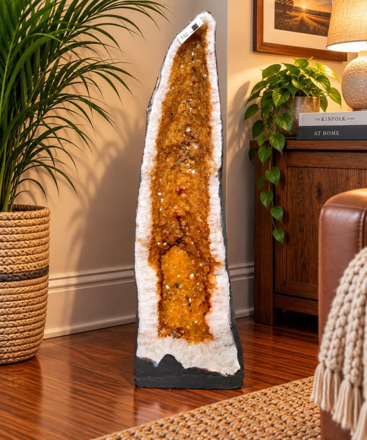 Tall Citrine Geode 358 Crystal Cluster Druzy Premium Grade 29.84kg H56xW23xD23cm