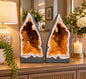 Citrine Geode PAIR 568 & 569 Crystal Cluster Druzy Premium Grade 9kg each H37xW20xD15cm