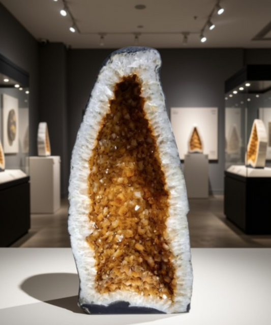 MÅNEDENS UTVALGTE - KUPP PRIS / Citrine ( Heated ) Geode - Premium Grade, 34kg - H59xW29xD21