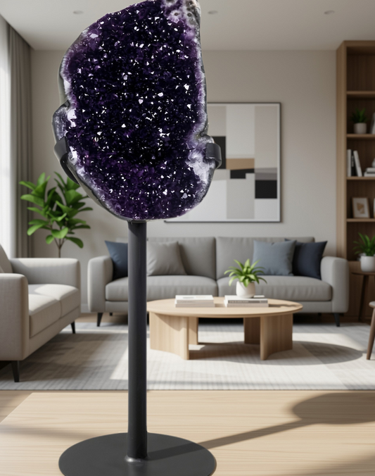 KUPP-PRIS / ARTIGA URUGUAY AMETYST EXTREME HIGH QUALITY, OPEN GEODE m/STATIV- 40% OFF + Fri Frakt - 92x28x23cm