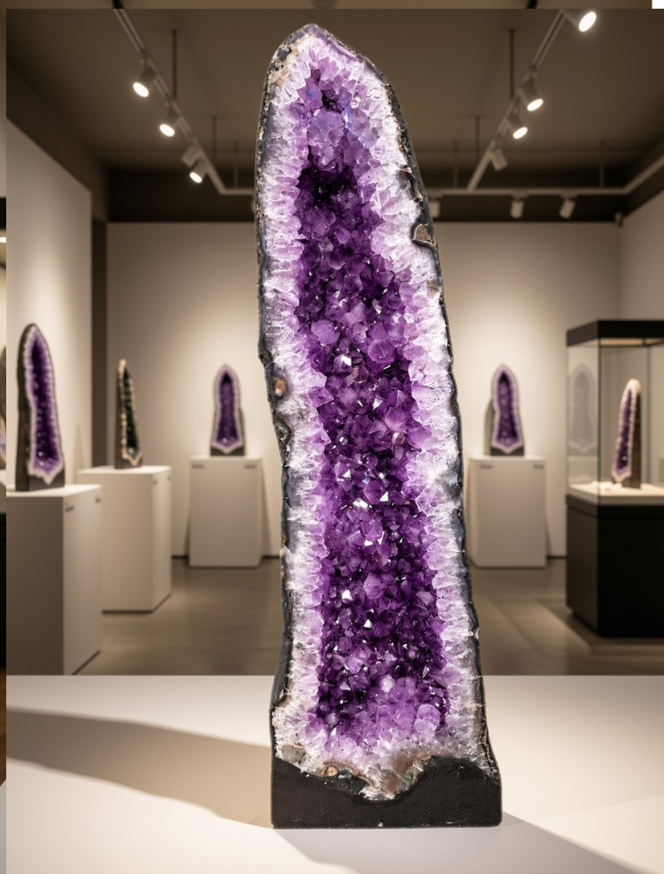 MÅNEDENS UTVALGTE / HIGH QUALITY PREMIUM BRAZILIAN AMETYST GEODE - Inntil 40% OFF + Fri Tall Amethyst Crystal Geode 1117 - 23.92kg H72xW23xD15cm