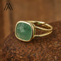 Nye MICCI Design Natural Green Strawberry Quartz Stone Ring, 18K Goldplated, one size - justerbar