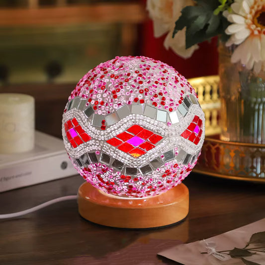 COLORFUL 3D BAROQUE GLASS BALL LED LAMP, PINK THREE COLOR