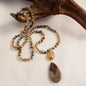 NEW LONG BOHEMIAN BROWN AGATE MALAKJEDE ( 80cm ) w/ Oval Pendant