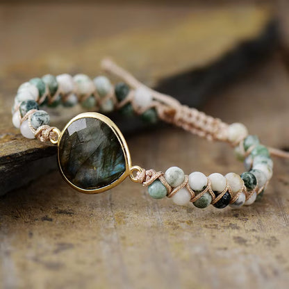 Merkaba 2 rader armbånd m/ Labradorite Hjertesten