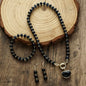 Beautiful FashionBohemian Jewelry Natural Stone Necklace, Bracelet, Earrings Set, Black Onyx