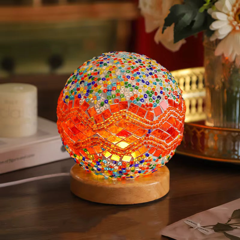 COLORFUL 3D BAROQUE GLASS BALL LED LAMP, THREE COLOR ORANGE