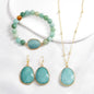 Nye Design Smykkesett ( Kjede, armbÅnd, øredobber ), Amazonite