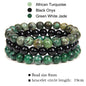 Natural Stone 3 Pack 8mm Armbånd, Black Onyx, African Turquiose, Green White Jade