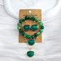 Nye Design Smykkesett m/Hjerteanheng ( Kjede, armbÅnd, øredobber ), Grønn Agate