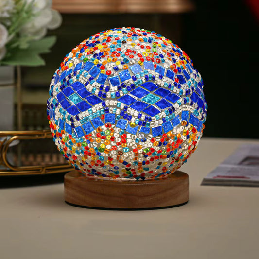 COLORFUL 3D BAROQUE GLASS BALL LED LAMP, THREE COLOR BLUE