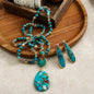 Nytt BOHEMIAN Design Smykkesett ( Langt Kjede + Øredobber ) Blue Jasper Emperor & Decor , 80cm