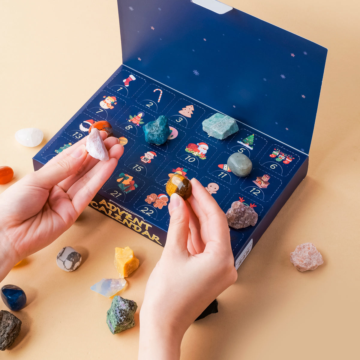 Christmas Advent Calendar 24 Days Natural Crystal Gemstones