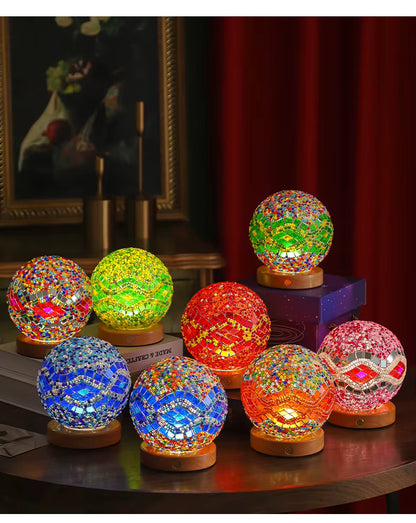 COLORFUL 3D BAROQUE GLASS BALL LED LAMP, THREE COLOR BLUE