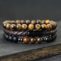 Triple Agat & Tigereye, Leather Bracelet