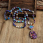 NEW LONG BOHEMIAN JASPER PURPLE EMPEROR MALAKJEDE ( 80cm ) w/ Oval Pendant