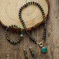 Beautiful Fashion Bohemian Jewelry Natural Stone Necklace, Bracelet, Earrings Set, Green Quartz - Green Agat Heart