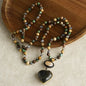 NEW LONG BOHEMIAN MALAKJEDE ( 80cm ) w/Labradorite Heart, Brown Jasper