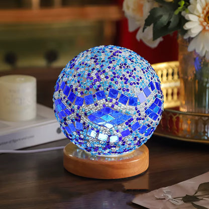 COLORFUL 3D BAROQUE GLASS BALL LED LAMP, BLUE ONE COLOR
