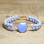 Enkle og vakre Chambhala 2 rader armbånd m/ Hjerteformet Light Purple AGATE sten og små tilsvarende stener ( justerbart )