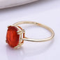 New Micci Design "Solitaire" enstens 9x7mm Carnelian Ring, Gold Vermeil ( 925s Silver )