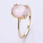 New Micci Design "Solitaire" enstens 9x7mm Rose Quartz Ring, Gold Vermeil ( 925s Silver )