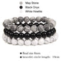 Natural Stone 3 Pack 8mm Armbånd, Black Onyx, White Howlite, Map Stone