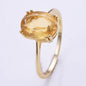 New Micci Design "Solitaire" enstens 9x7mm Citrine Ring, Gold Vermeil ( 925s Silver )