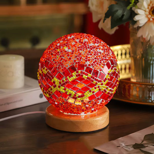 COLORFUL 3D BAROQUE GLASS BALL LED LAMP, ORANGE ONE COLOR