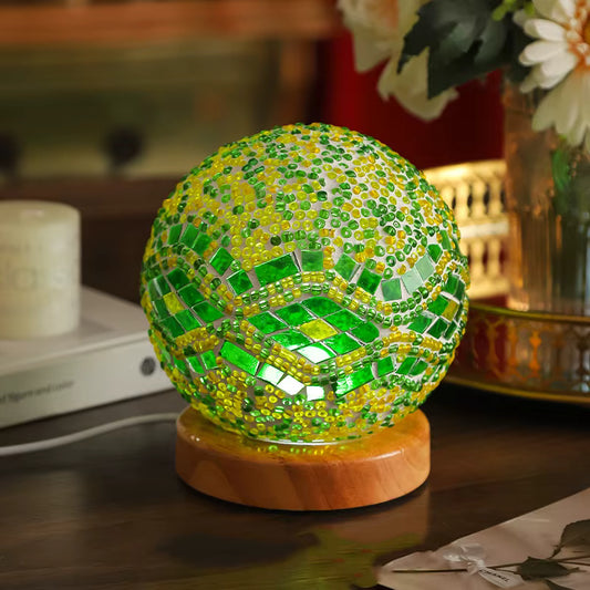 COLORFUL 3D BAROQUE GLASS BALL LED LAMP, GREEN ONE COLOR