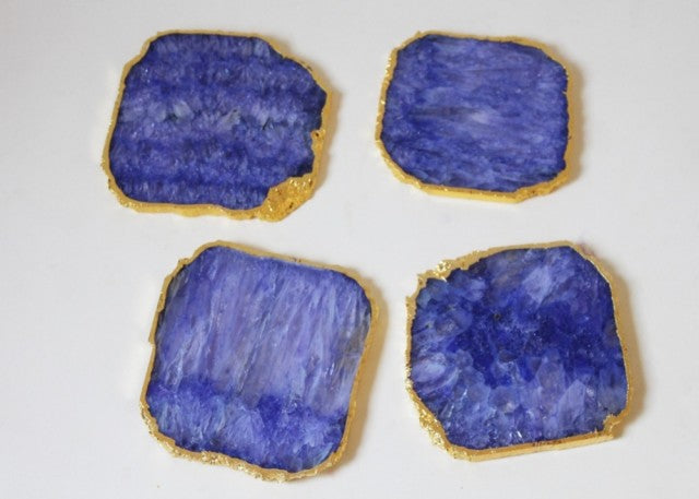 Nye Agat Lilla Coasterskiver med gullkant, 10mm tykk kant