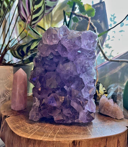 Special XXL large / Stor Ametyst RÅ Kvarts Cluster Lampe fra Brasil, ca. 4 - 5kg m/ledlys