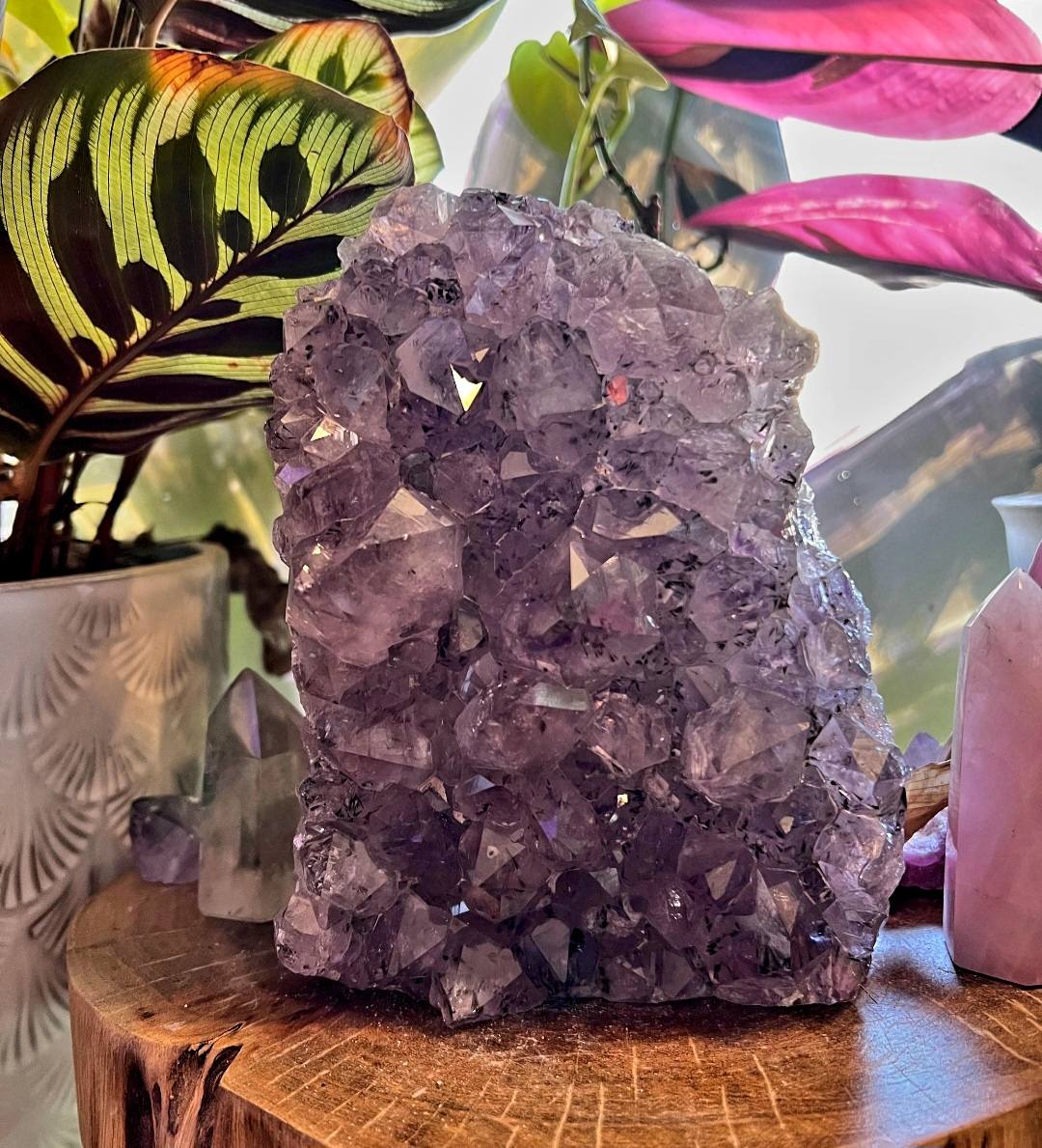 Special XL Large / Stor Ametyst RÅ Kvarts Cluster Lampe fra Brasil, ca. 3 - 4kg m/Ledlys
