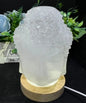XLARGE CLEAR QUARTZ BUDDHA HEAD - 15cm - 2.5kg inkl. led lysbase