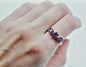 Ny, hÅndlaget rustik RÅ Ametyst Quartz 3 Stone Electroplated Ring