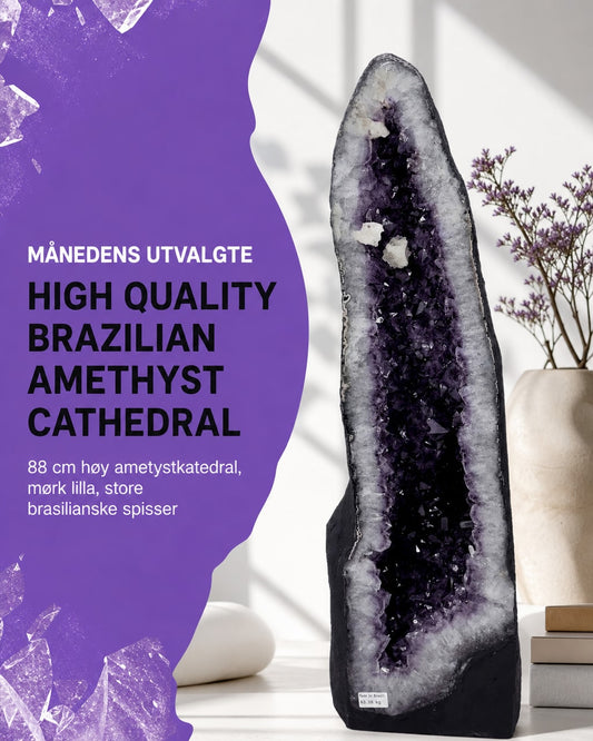 MÅNEDENS KUPP / HIGH QUALTY BRAZILIAN Amethyst Cathedral / 50% OFF - Naturlig Big Ametyst Crystal Geode, 63kg - 88x27/18cm mined in Brazil
