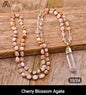 NYE MALA CRYSTAL KJEDER CHERRY BLOSSUM AGATE m/Clear Quartz Spissanheng
