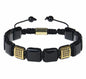Chambhala Flatstone ArmbÅnd , Sort Agate - Justerbare - Natural Stone