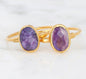 Art Deco Rose Cut Oval 8x6mm natural Charoite Stone Ring • 24 K Goldplated