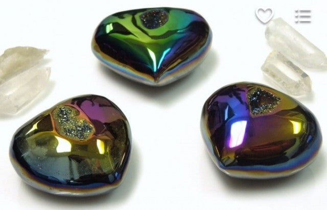Store ( 55-70mm) Regnbue Titan Druzy Hjerter fra Brasil