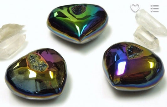 Store ( 55-70mm) Regnbue Titan Druzy Hjerter fra Brasil
