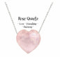 Nye, hÅndlagede Rose Quartz Heart Anheng m/kjede ( Unconditional Love) , Silverplated..