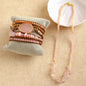 Nye 2025 Bohemian Rose Quartz Design Smykkesett, Single Row Kjede og BoHo Wrap armbÅnd