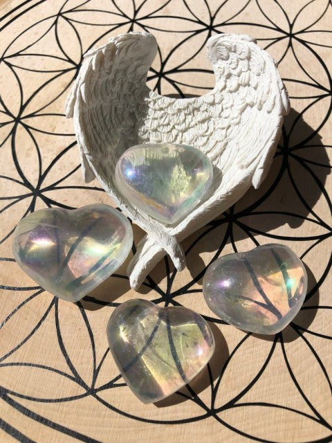 Aura Klar Kvarts Hjertekrystall , 30 - 35mm