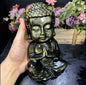 Vakker, hÅndlaget Buddha 10cm Golden Obsidian, Medium